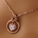 Sterling Silver Rose Gold CZ Heart Paperclip Chain