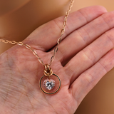 Sterling Silver Rose Gold CZ Heart Paperclip Chain
