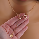 Engraved Infinity Rose Gold Heart Lock