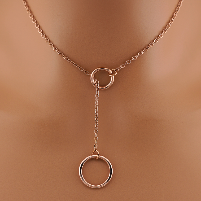 Rose Gold Lariat Collar - BDSM O Ring