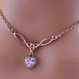 Rose Gold Celtic Collar with Pink CZ Diamond Heart