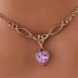Rose Gold Celtic Collar with Pink CZ Diamond Heart