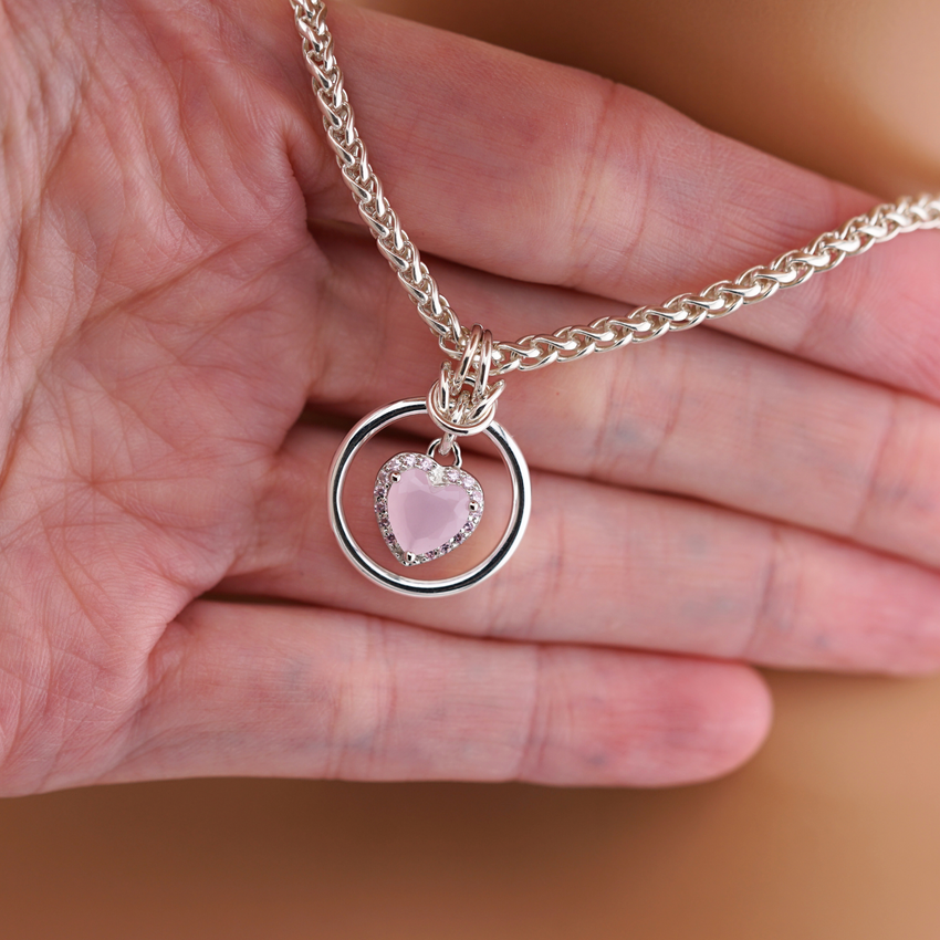 Sterling Silver Rose Quartz Heart