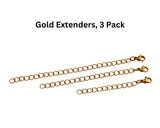 Necklace Extender 3-Pack Choice of Silver Extenders Rose Gold Necklace Extension Gold Necklace Chain Extender