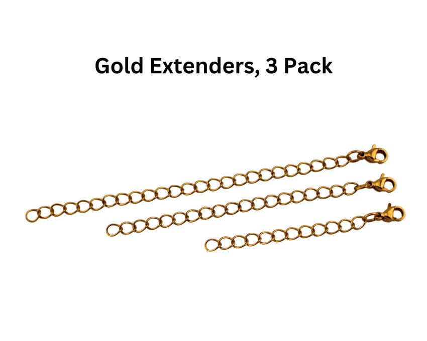 Necklace Extender 3-Pack Choice of Silver Extenders Rose Gold Necklace Extension Gold Necklace Chain Extender