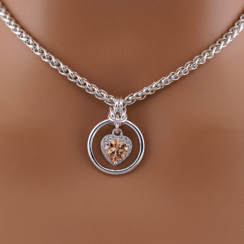 Sterling Silver Collar with Citrine CZ Heart