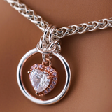 Sterling Silver Rose Gold CZ Heart