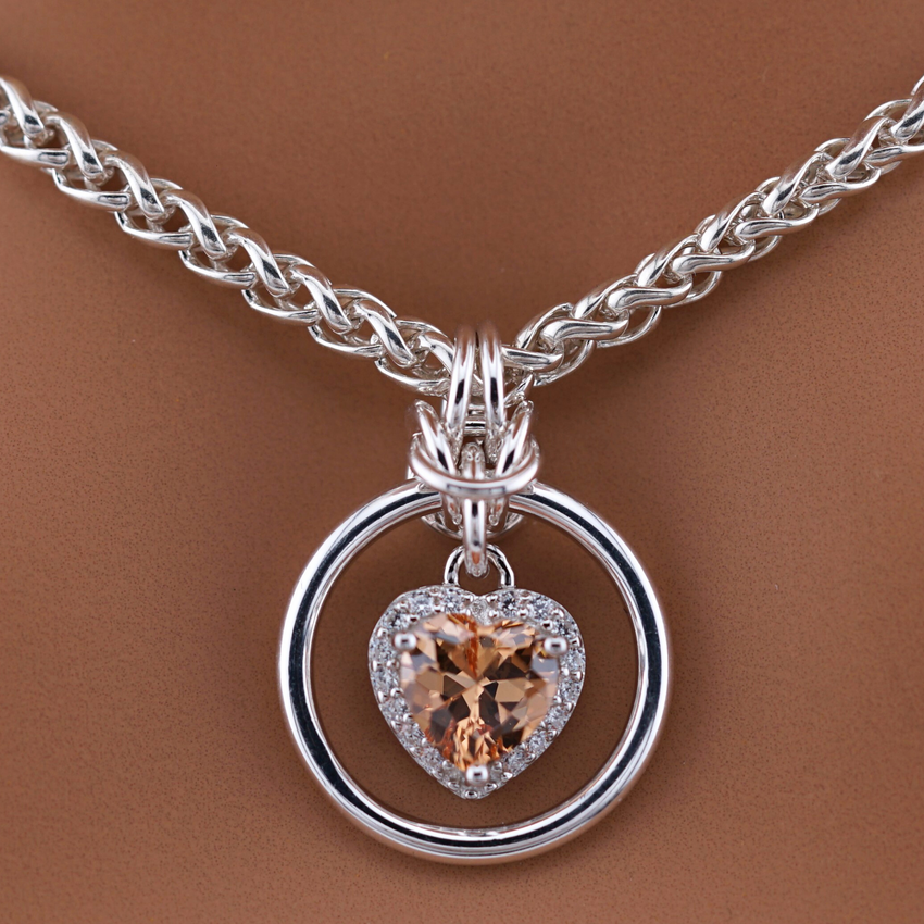 Sterling Silver Collar with Citrine CZ Heart