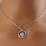 Sterling Silver Rope Pendant O-Ring Day Collar | Diamond Rope Necklace