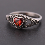 Rope Heart Red CZ Ring
