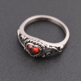 Rope Heart Red CZ Ring