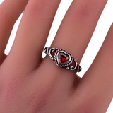 Rope Heart Red CZ Ring