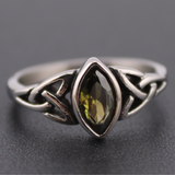 Celtic Triquetras Marquise Peridot CZ Ring