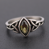 Celtic Triquetras Marquise Peridot CZ Ring