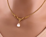 Gold Celtic Pearl Necklace
