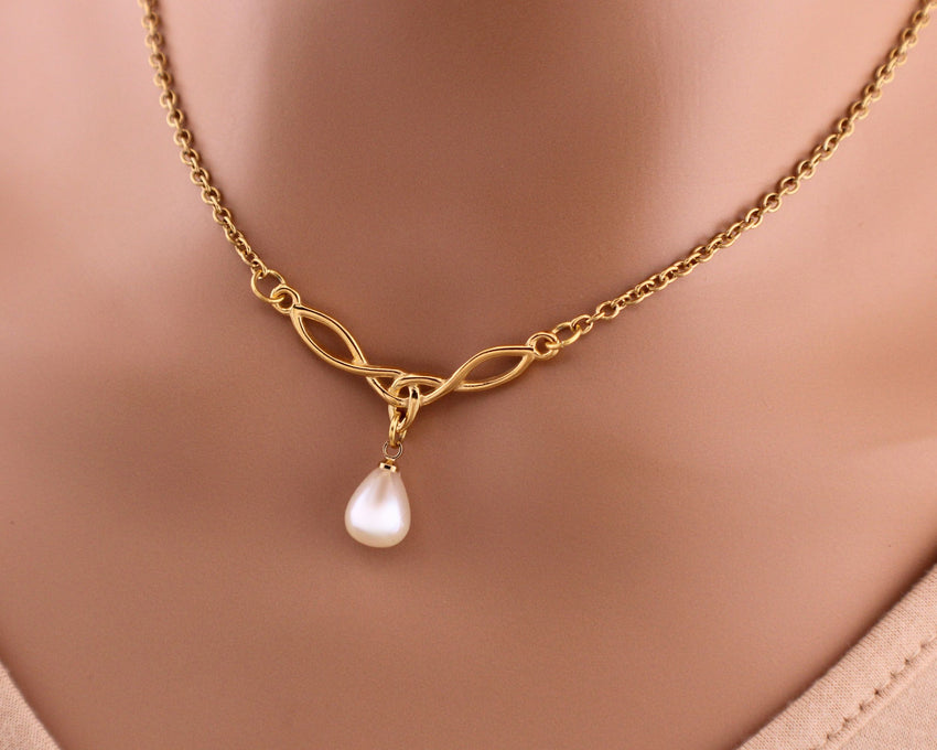 Gold Celtic Pearl Necklace