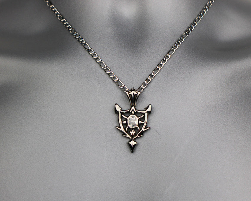Shield Necklace Knight Warrior CZ Stone