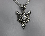 Shield Knight Warrior Necklace CZ Stone