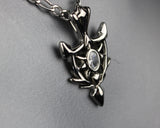 Shield Knight Warrior Necklace CZ Stone