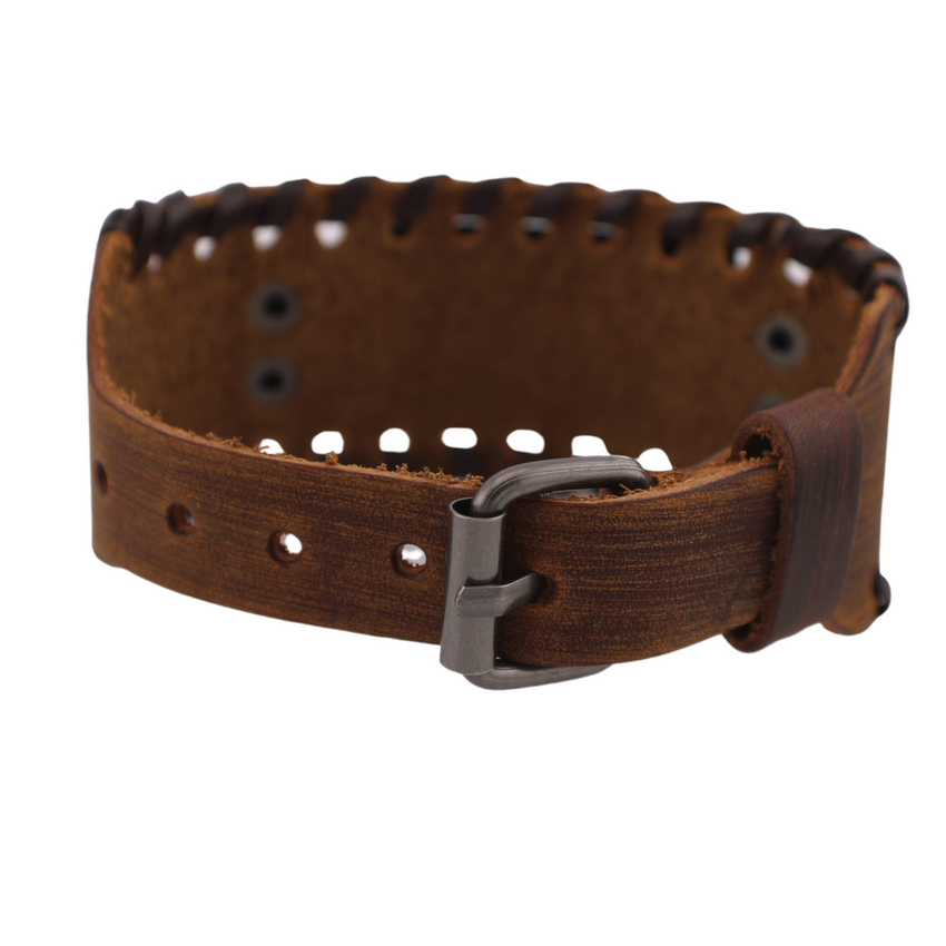Leather Men's Wolf Bracelet, Master