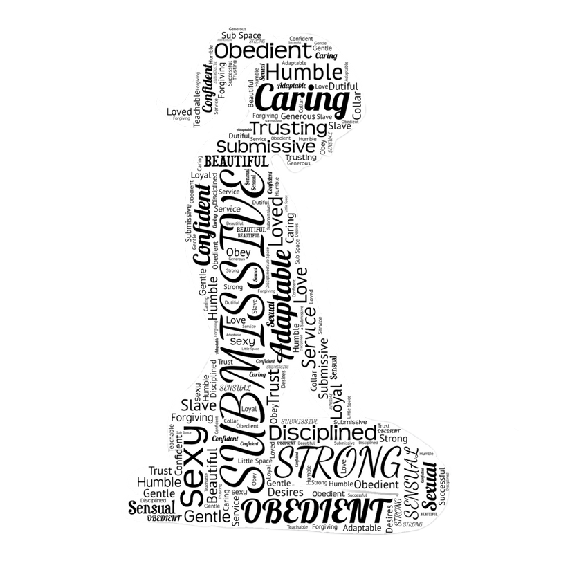 Kneeling Submissive Word Art Sticker