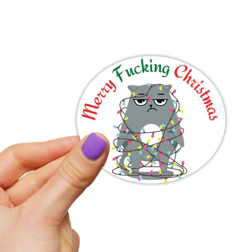 Cat Merry Fucking Christmas Sticker