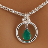 Sterling Silver Green Onyx Teardrop O-Ring
