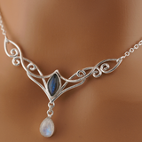 Labradorite and Moonstone Celtic Witchy Day Collar Sterling Silver