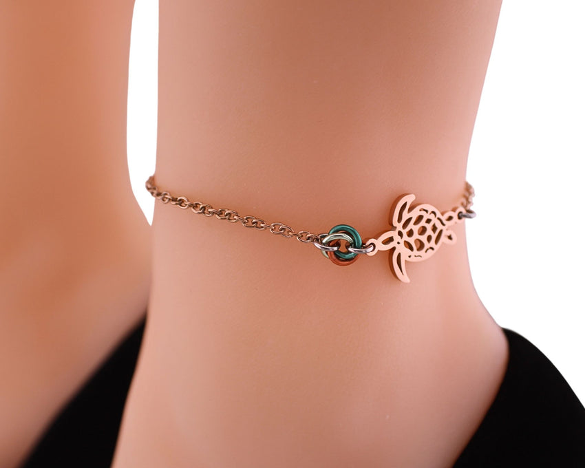 Sea Turtle O Ring Anklet