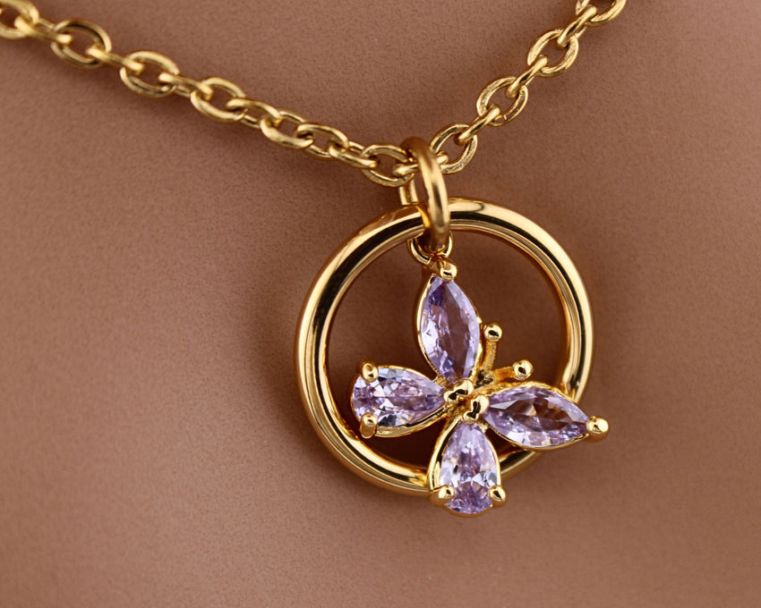 Yellow Butterfly Gem Necklace