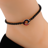 Black Stainless Steel Lovers O Ring Wheat Chain