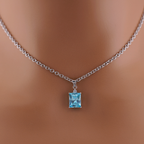 Sterling Silver Aquamarine & Clear Cubic Zirconia