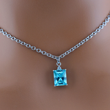 Sterling Silver Aquamarine & Clear Cubic Zirconia
