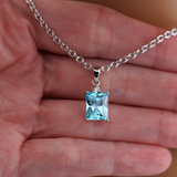 Sterling Silver Aquamarine & Clear Cubic Zirconia