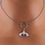 Bat O-Ring Day Collar – Discreet Submissive Necklace | Gothic Stainless Steel Jewelry