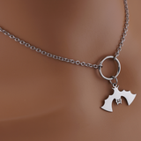 Bat O-Ring Day Collar – Discreet Submissive Necklace | Gothic Stainless Steel Jewelry
