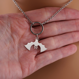 Bat O-Ring Day Collar – Discreet Submissive Necklace | Gothic Stainless Steel Jewelry