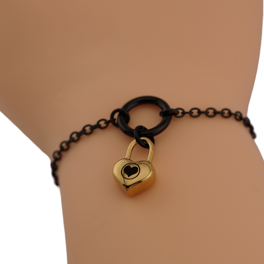 Black O Bracelet w/ Gold Heart Owned Symbol