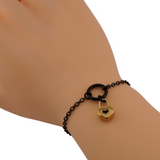 Black O Bracelet w/ Gold Heart Owned Symbol