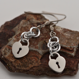 Heart Lock Earrings Lovers O Knot