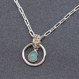 Sterling Silver Paperclip Chain Opal Teardrop