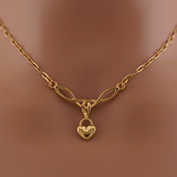 Gold Celtic Heart Paperclip Chain Collar