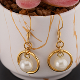 Gold Pearl O Earrings