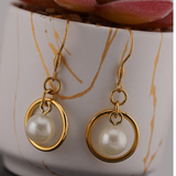 Gold Pearl O Earrings