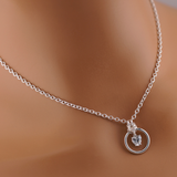 Sterling Silver Heart CZ O-Ring Day Collar Necklace