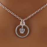 Sterling Silver Heart CZ O-Ring Day Collar Necklace