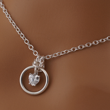 Sterling Silver Heart CZ O-Ring Day Collar Necklace
