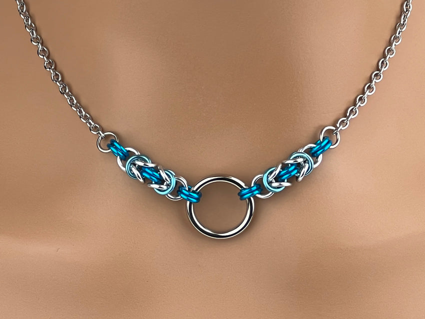 Submissive Day Collar, BDSM O Ring Chainmaille Choker