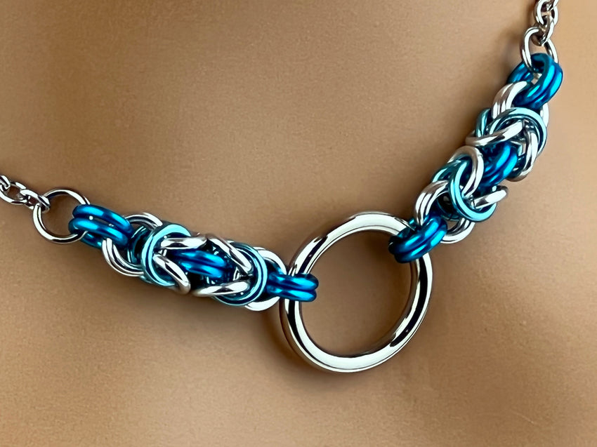 Submissive Day Collar, BDSM O Ring Chainmaille Choker