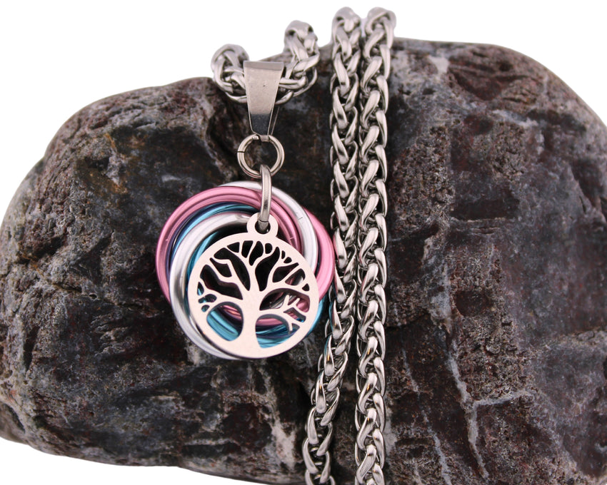 Transgender Tree of Life Necklace - LGBTQ Pride Jewelry, Pride Gift